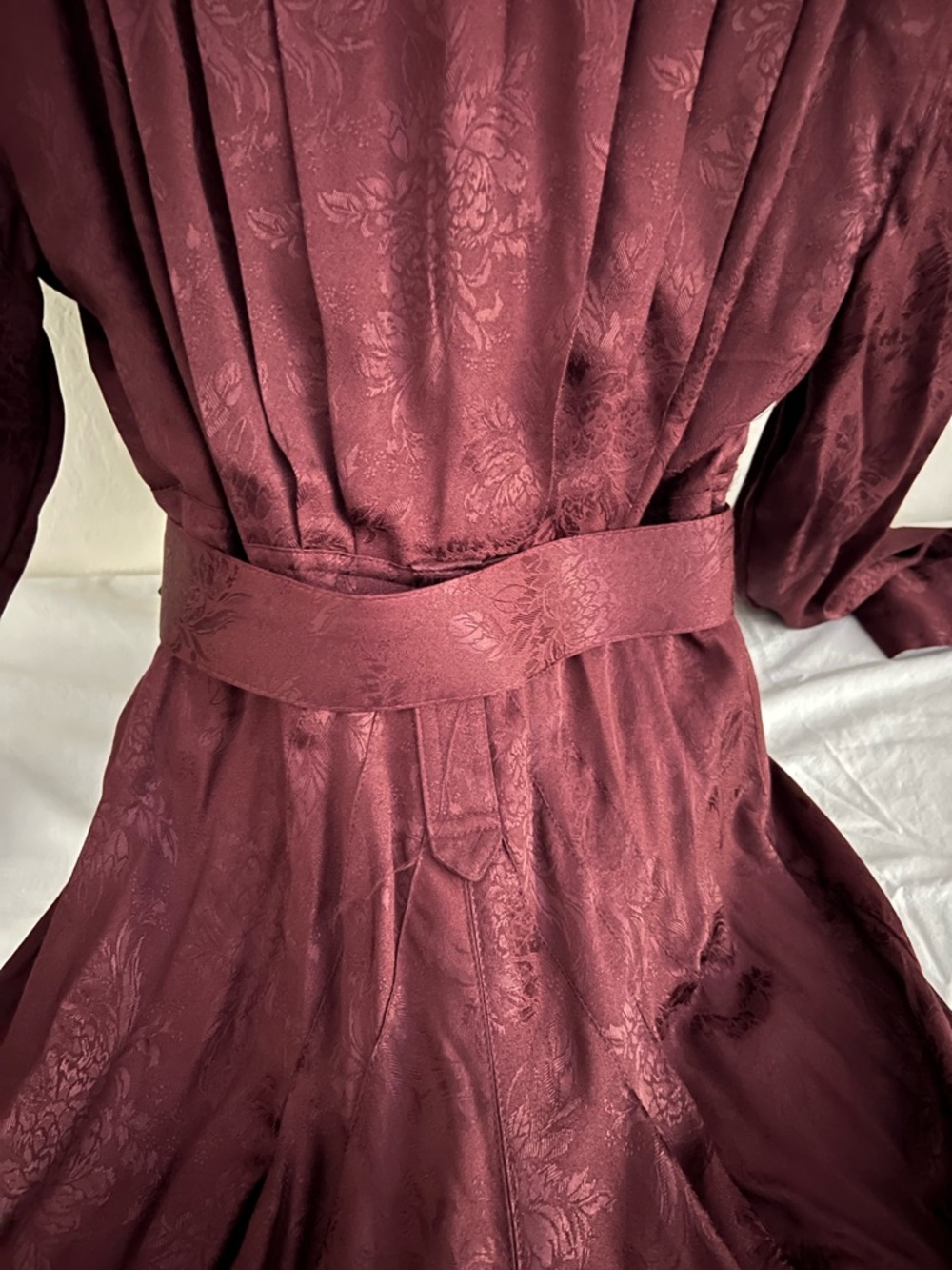 Karen Alexander Vintage Button-Front Burgundy Dress with Belt With Original Tags - Picture 8 of 13